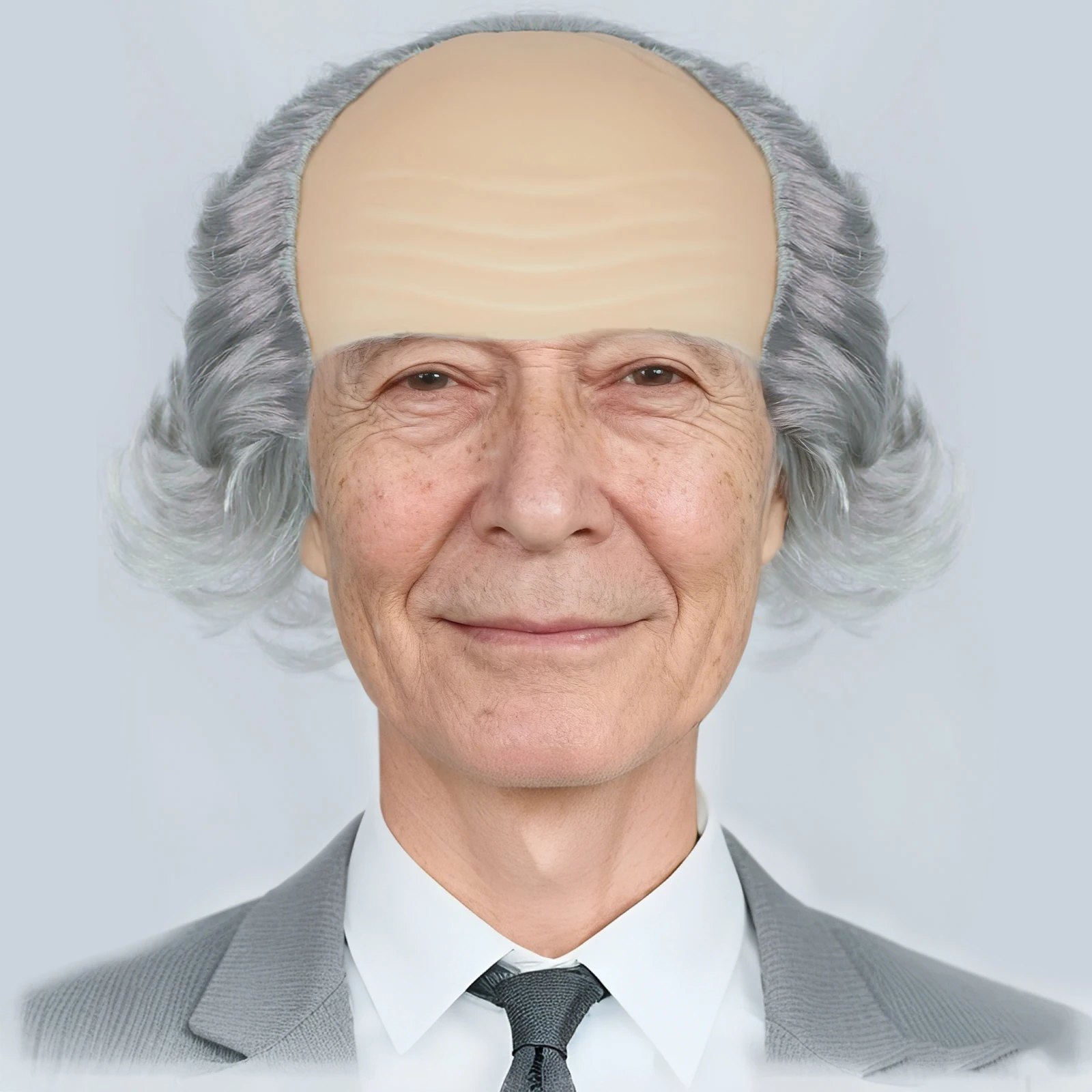 Synthetic Short Gray Grandpa Bald And Balding Hairstyle Cosplay Wig Suitable For Men'S Use