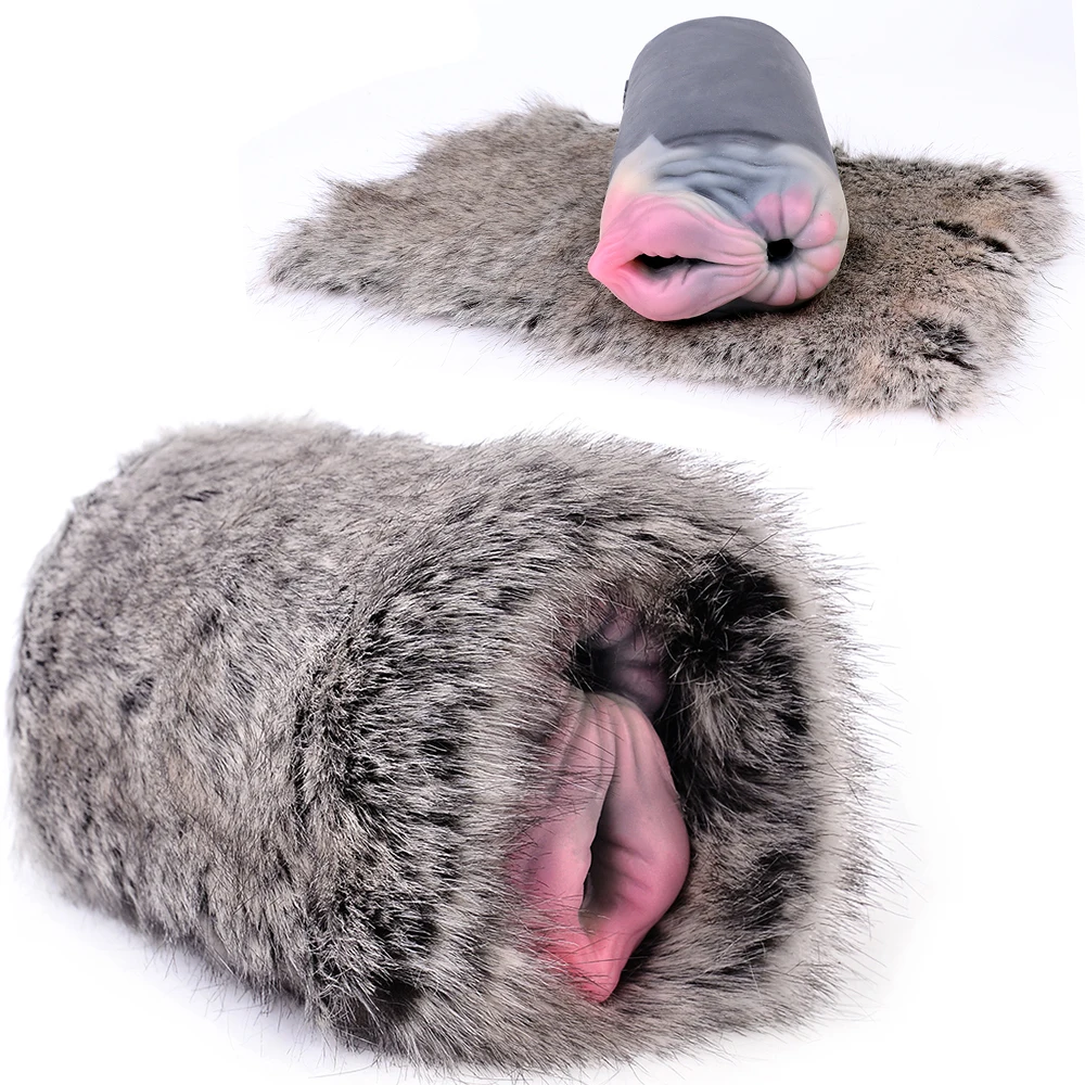 GEEBA Ship from US Warehouse Silicone Pocket Pussy Stroker Fantasy Male Masturbator With Fur Furry Onahole Adult Sex Toy