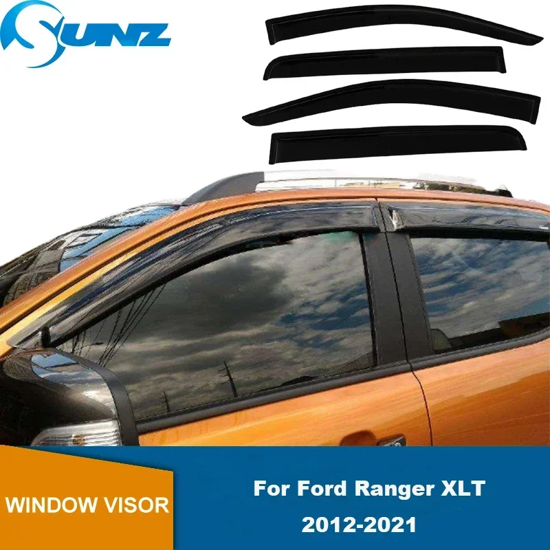 Window Deflector For Ford Ranger XLT 2012 2013 2014 2015 2016 2017 2018 2019 2020 2021 Sun Rain Guards Door Visor Weathershield