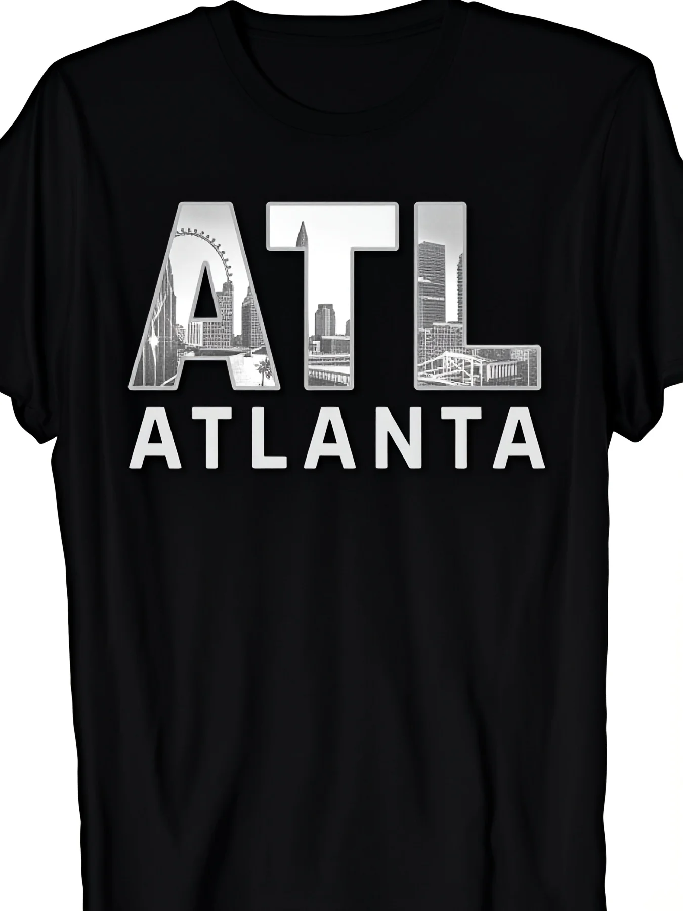 Men's Vintage ATL Atlanta Skyline Georgia Est 1847 TShirt Soft Breathable Retro City Map Tee Black Crew Neck Casual Shirt for Souvenir Gifts Casual Attire8Retro Casual Short-sleeved T-shirt with a Round Neck and Printed Pattern, Suitable for Daily