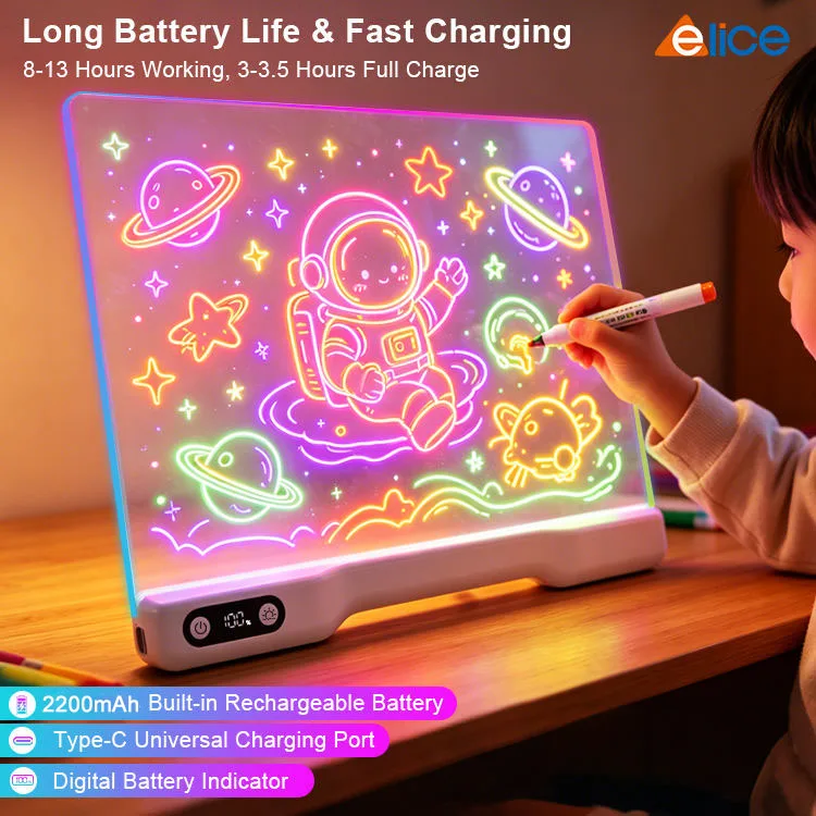 Rechargeable Led Drawing Board for Kids, Creative Gift for Girls and Boys, 16