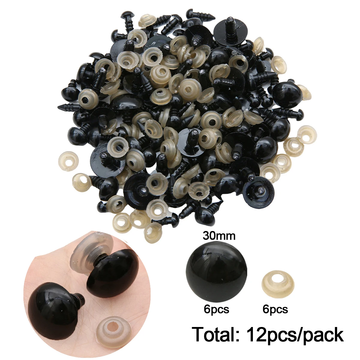12-460 stuks 5-30mm Zwarte Plastic Veiligheidsogen Multi-Size Geschikt voor DIY Haakwerk Dierenogen Ambachtelijke Decoratie Accessoires
