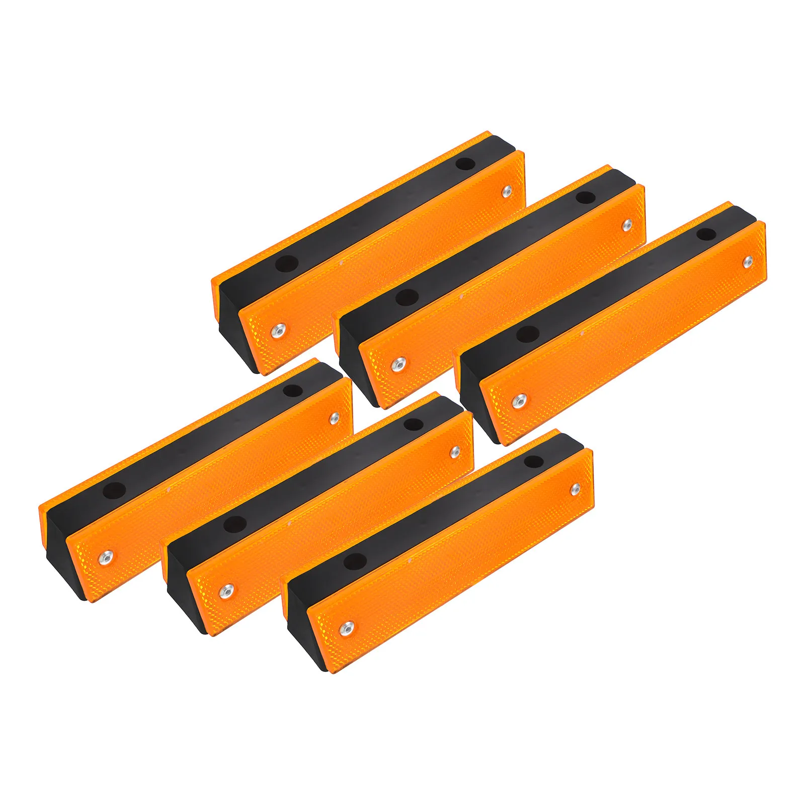 6Pcs Outdoor Tunnel Wall Reflective Markers Rectangle Double Sided Yellow High Visibility Road Safety Pavement Traffic Control