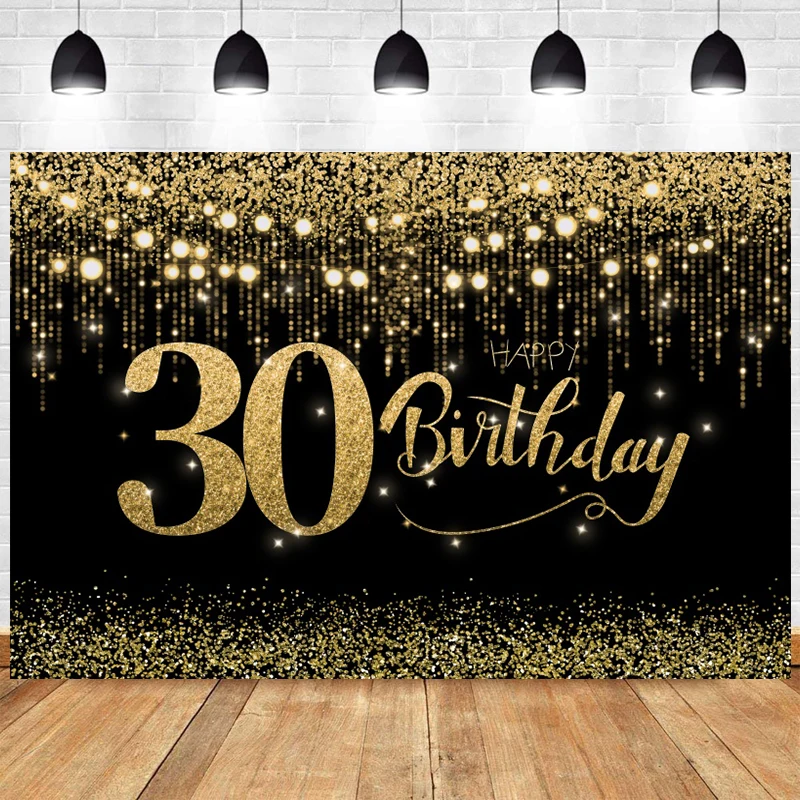 Rose Gold 30th Backdrop For Women Men Happy Birthday Party Glitter Thirty Photography Background Adult Photo Decor Studio Banner