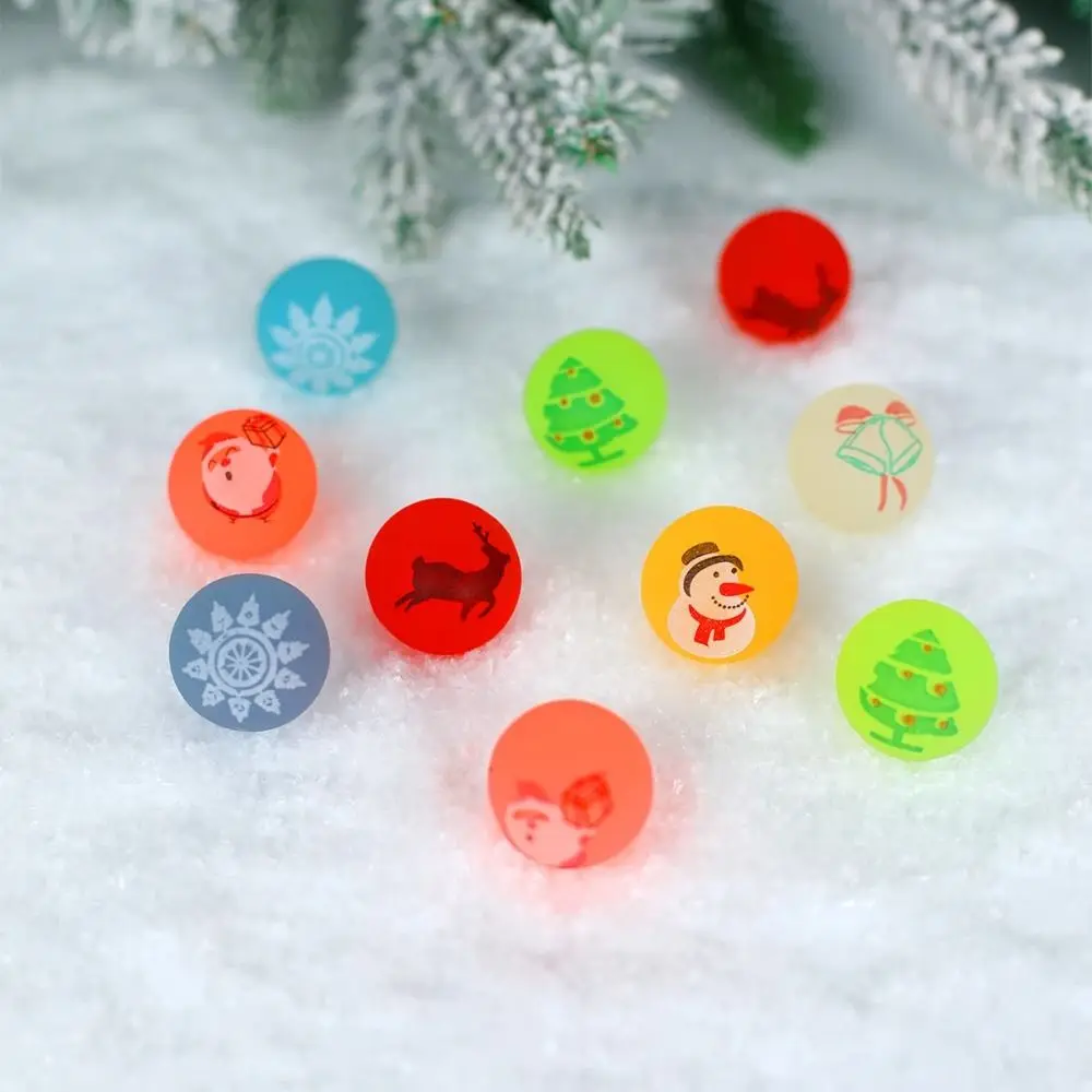 10 unids/set que brilla en la oscuridad, pelota elástica de Navidad, juguetes de Navidad, pelota de salto sólida, pelota hinchable luminosa, pelota elástica aleatoria