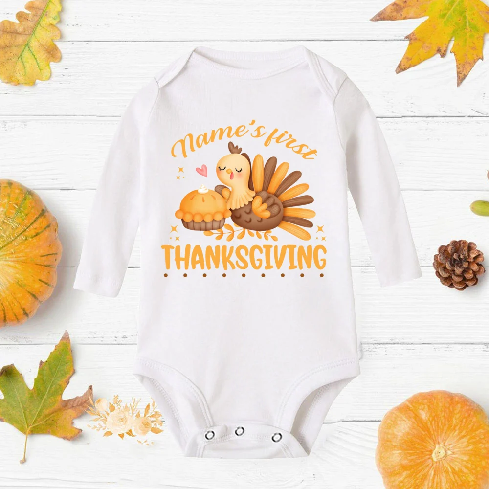 Personalized Baby Jumpsuit  Fall Custom Name Baby Jumpsuit My 1st Thanksgiving Print Toddler Infant Girs Rompers Outfits