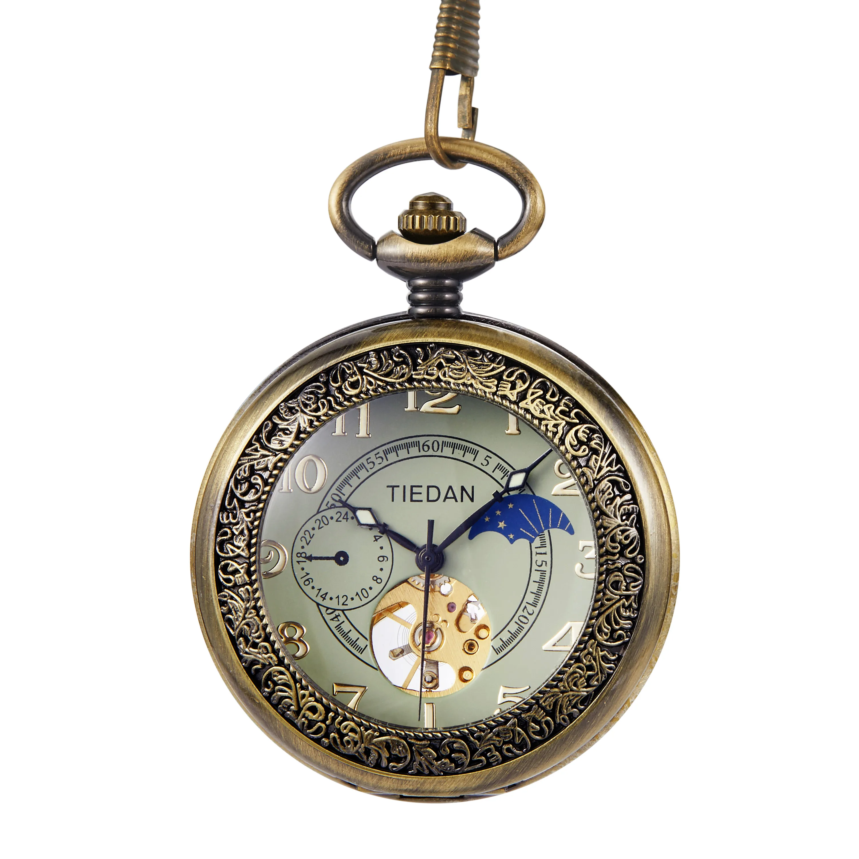 Top Brand Retro Men\'s Pocket Watch Fashion Ladies Gift Mechanical Movement FOB Chain 2021 New