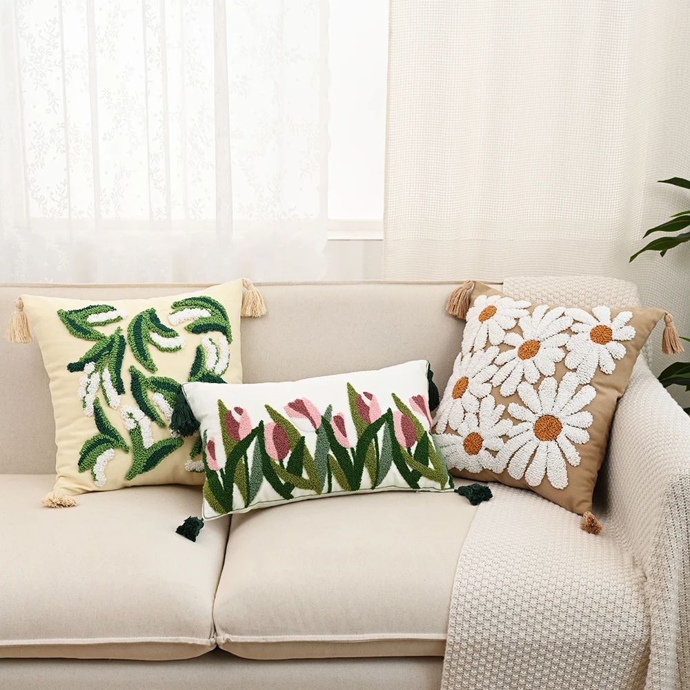 

BUYNOW бархатная наволочка с цветочной вышивкой в деревенском стиле, винтажная американская наволочка для дома, спальни, декор седла, cojines para sala