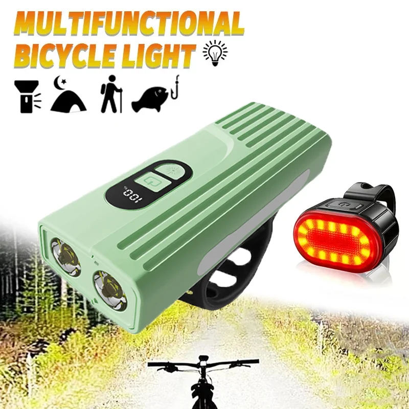 AliExpress LED Bicycle Light USB Rechargeable Lamp Colorful Side Light Headlight with Battery Display for Cycling Night Safety Warning