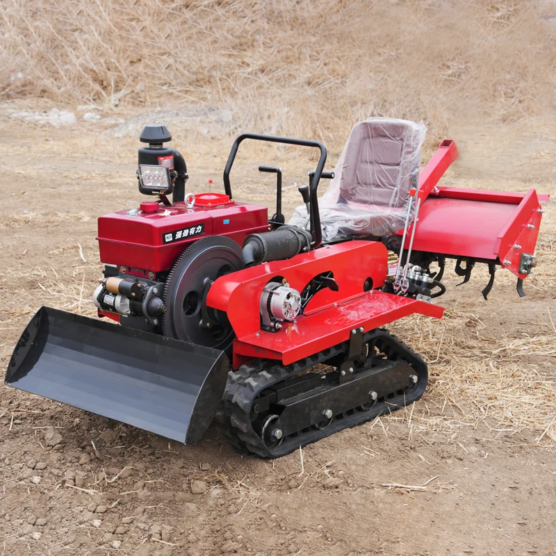 High Performance 25HP Mini Crawler Tiller Amphibious Rotary Power Tiller Orchard Cultivation Equipment