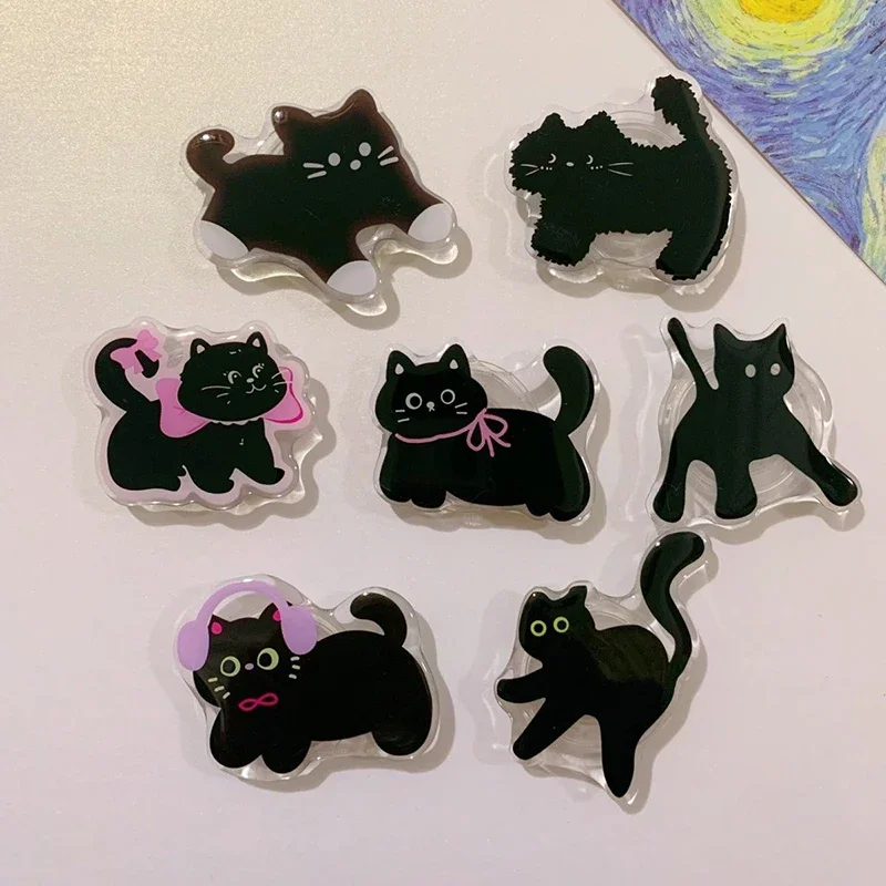 

Cute Cartoon Acrylic Flower Cat Universal Phone Holder Griptok Support For iPhone 17 Samsung Grip Tok Pocket Socket Finger Ring