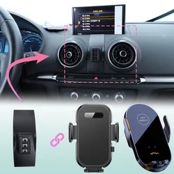 For Audi A3 S3 8V 2014 2015 2016 2017 2018-2020 Car Phone Mount Wireless Charging Phone Holder Special Fixed Base Accessories