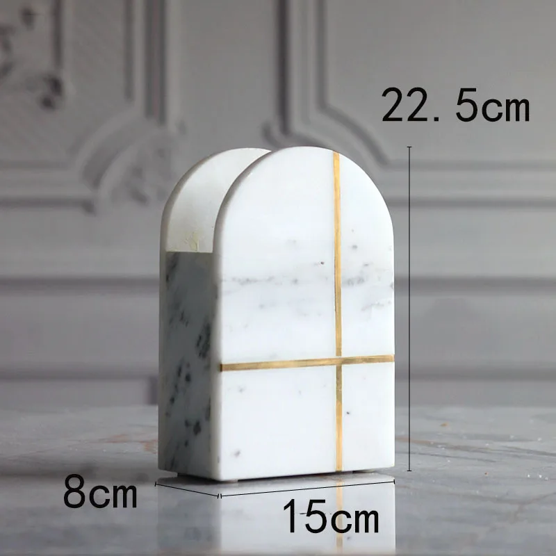 Hotel Restaurant Dining Table Marble Semicircular Mouth Square Flat Vase With Cross Gold Stripes Entrance Flower Ware