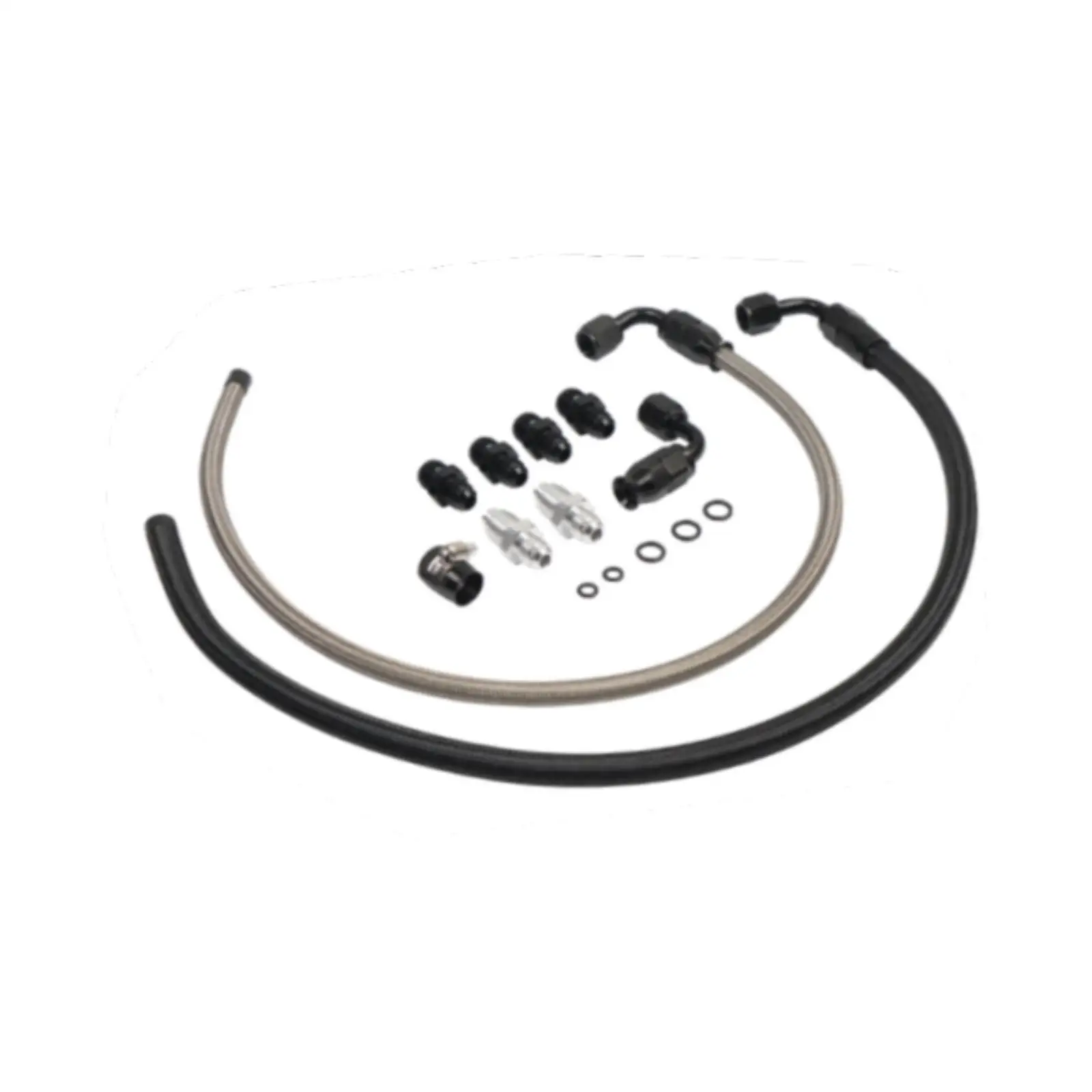 6AN Steering Pump Hose Kit Black Metal Pressure Hose Assembly for Chevrolet C10 Return Line Replacement Part