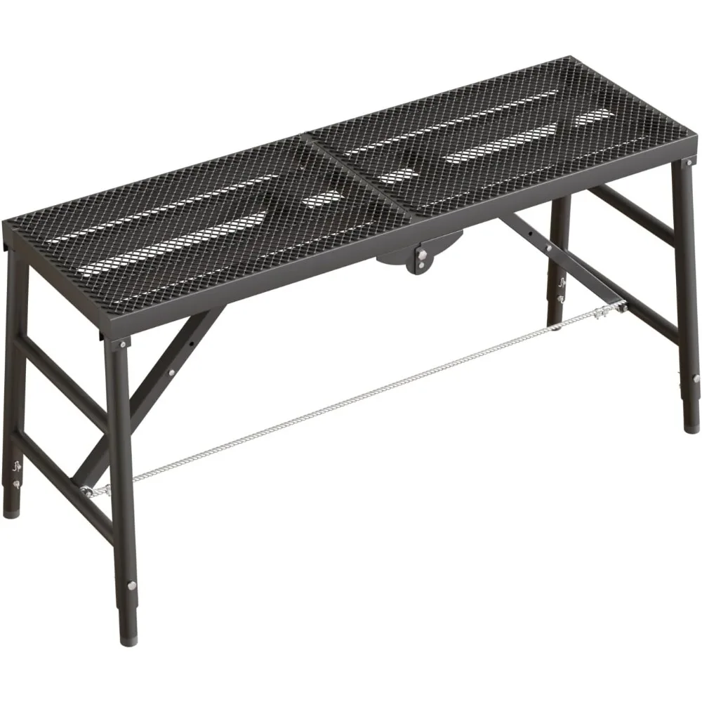 منصة سقالة محمولة قابلة للتعديل بطول 59.05 وعرض 15.75، تدعم ما يصل إلى 660 رطلًا، نطاق الارتفاع 31-46 بوصة