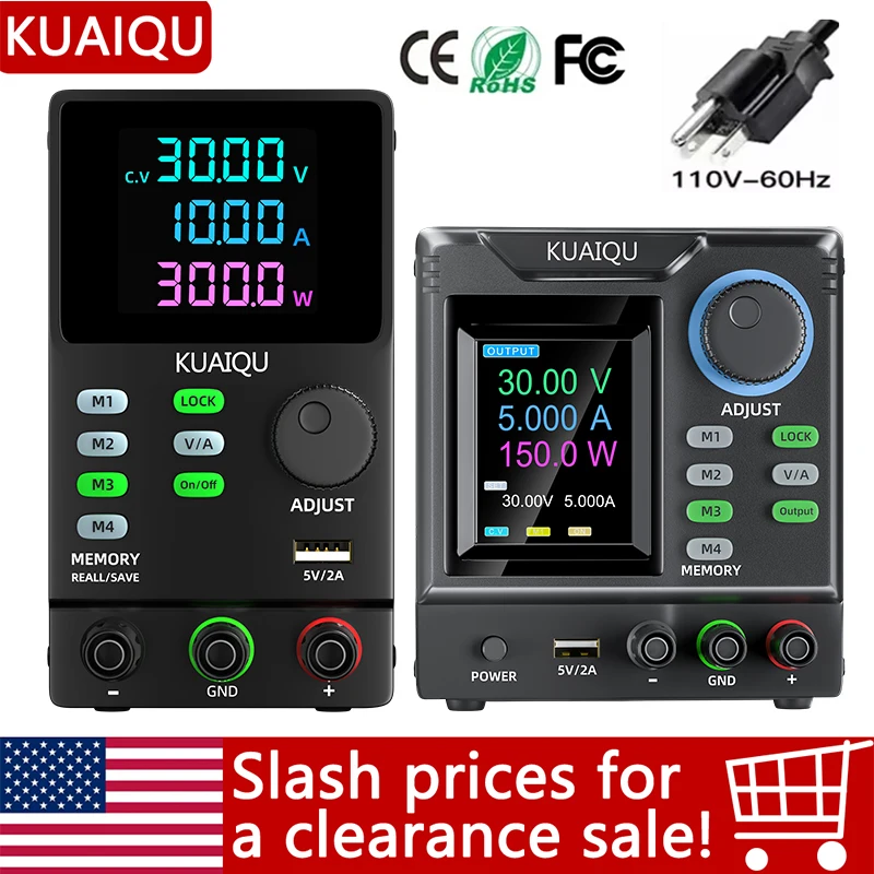 

KUAIQU Источник питания постоянного тока Регулируемый регулируемый источник питания 30 В 5 А 10 А, 200 В 300 В 1 А, с RS232 Бесплатное программное обеспечение 110 В Доставка из США