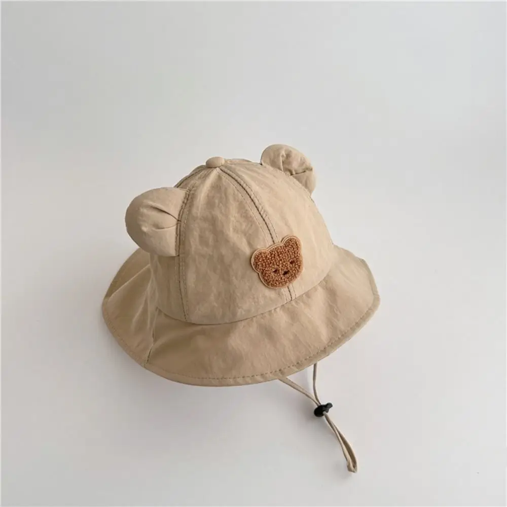 جديد الكرتون الدب الصغير الأطفال قبعة الشمس القطن تنفس مع آذان دلو قبعة واقية من الشمس التجفيف السريع شال قبعة #3