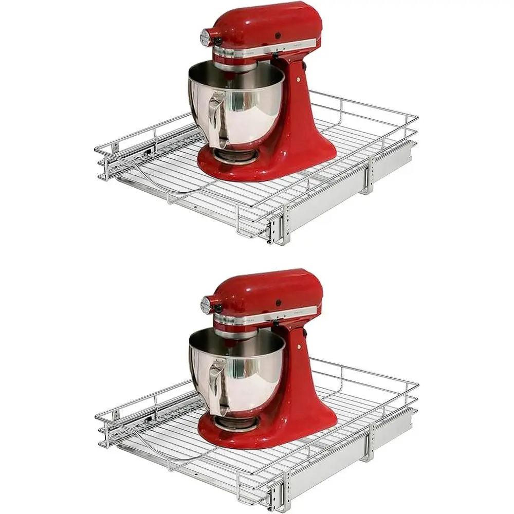 

Выдвижной органайзер для шкафа (17 дюймов (Ш) x 21 дюйм (Г)), прочная металлическая выдвижная полка, органайзер и хранилище для ванной комнаты, кухни, под раковину