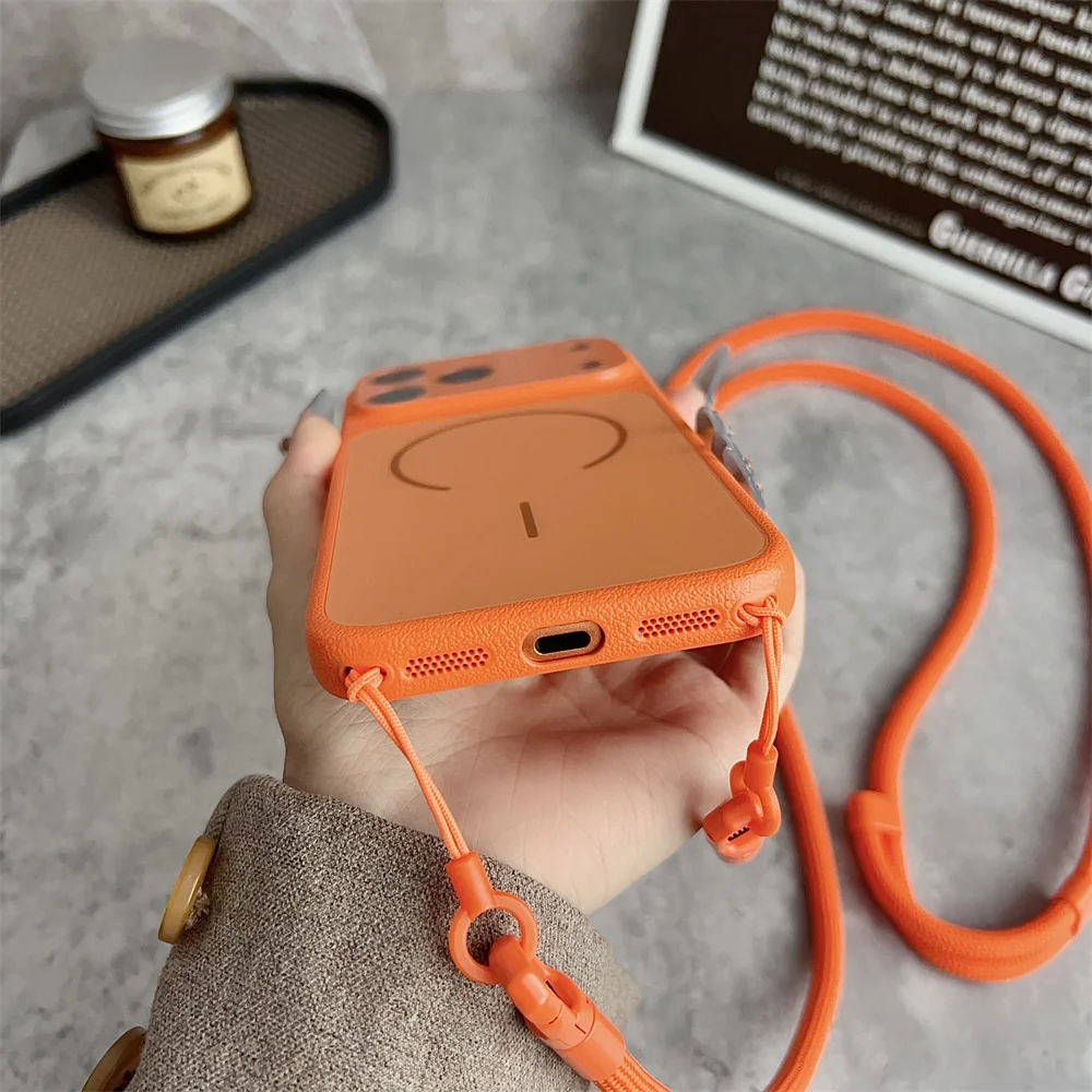 Luxury Crossbody Lanyard Phone Case For iPhone 17 17Pro Air 16 15 14 Pro Max For Magsafe Wireless Charging Cover For Apple 13 12 view 6
