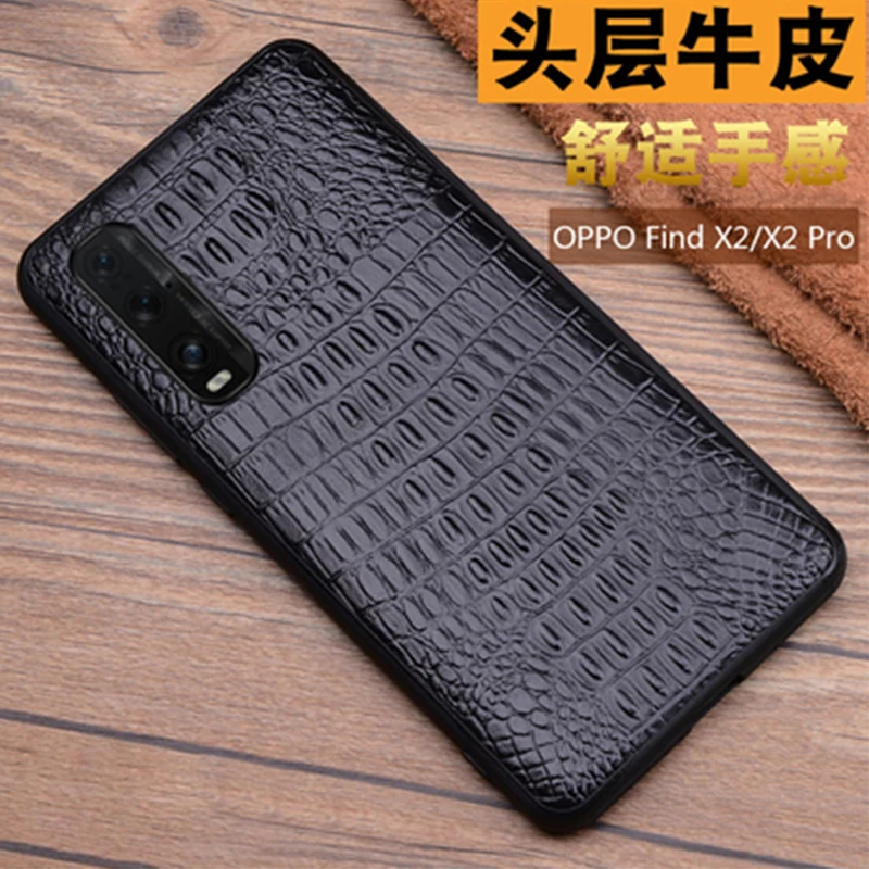 Handmade Genuine Leather Case OPPO Find X2 Pro Luxury Ultra-thin Back Skin Cover OPPO Find X2Pro Crocodile Fashion Shell Coque