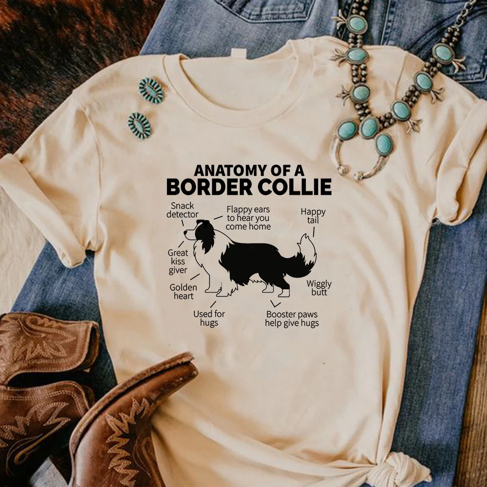 Border Collie t-shirts women manga designer anime t shirt female comic anime streetwear clothes