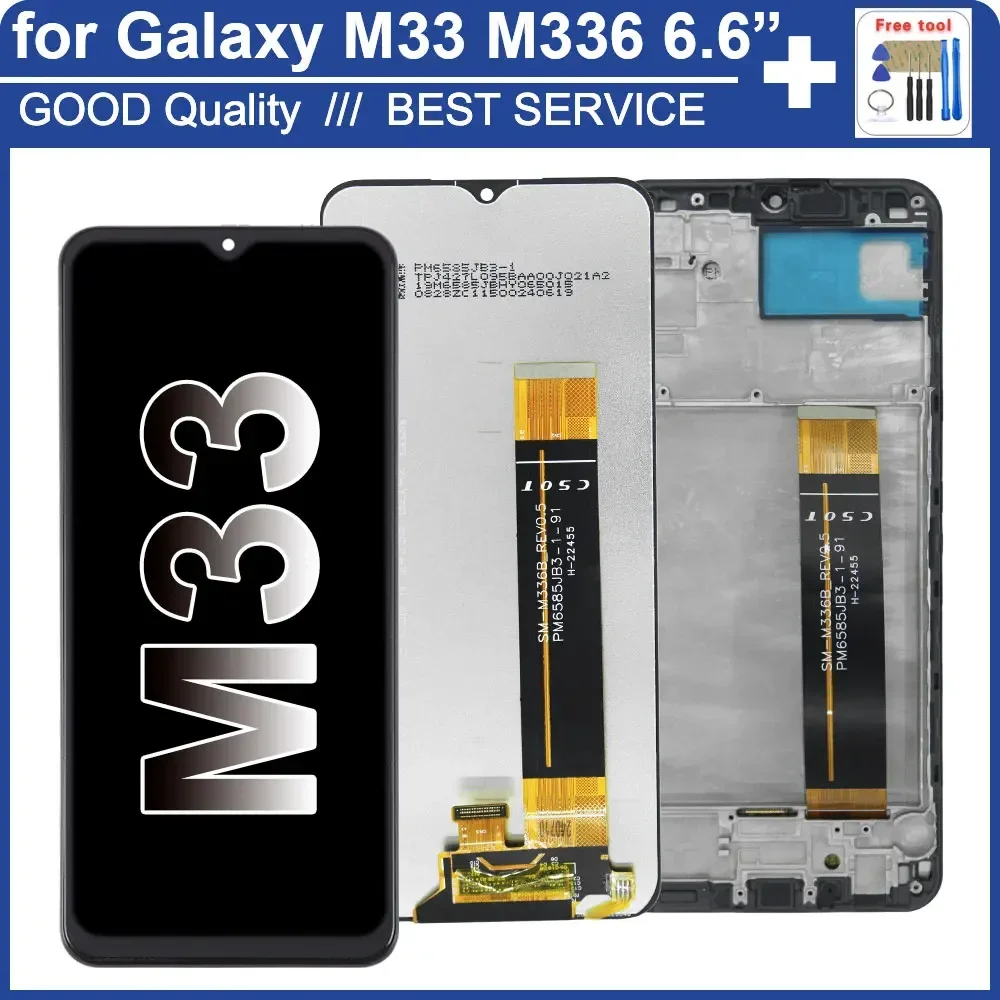 New Tested LCD for Samsung Galaxy M33 LCD M336 Display Touch Screen Digitizer Assembly for Samsung M33 SM-M336B/DS SM-M336BU LCD