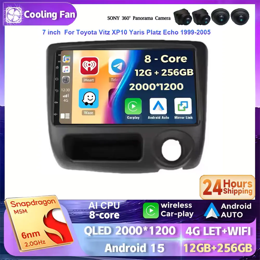 

7 Inch Android 15 Car Radio For Toyota Vitz XP10 Yaris Platz Echo 1999-2005 Stereo Auto Carplay Autoradio GPS Navigation DSP
