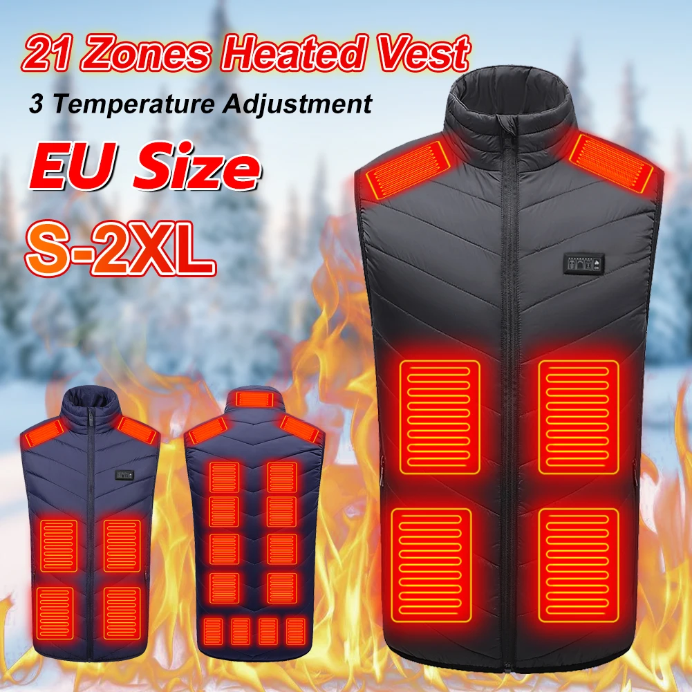 9/21 Zones Heated Jacket Fashion Men Women Coat Intelligent USB Electric Heating Thermal Warm Clothes Winter Heated Vest Plush