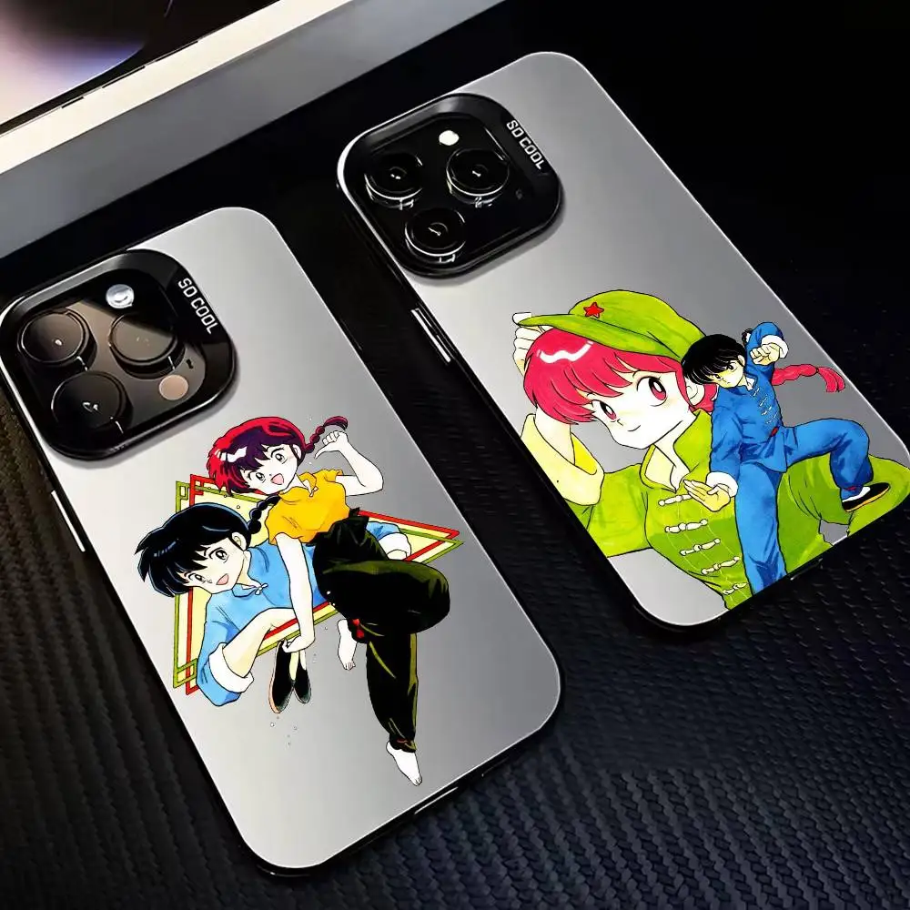 

M-Manga C-C-Comics R-R-Ranma-12 Phone Case For iPhone17,16,15,14,13,12,11 Plus,Pro Max Black Candy Silver Plated Cover