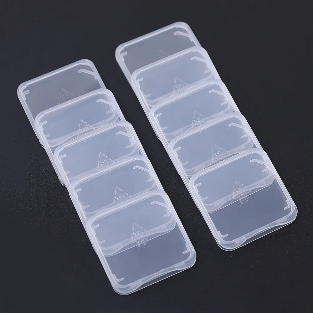 1/5/10/20 pz plastica dura trasparente Mini SD/TF schede di memoria porta carte Anti smarrimento Pin ago Protector Storage Box