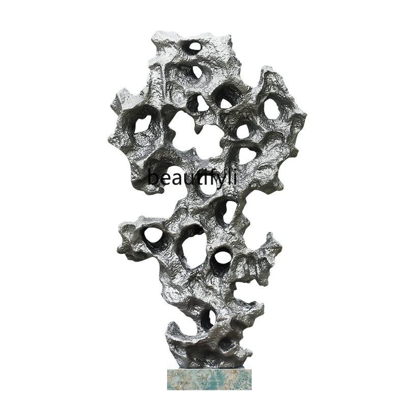 

Outdoorgarden landscape installation Taihu stone floor-to-ceiling sculpture hotel front desk hall fiberglass decorative ornament