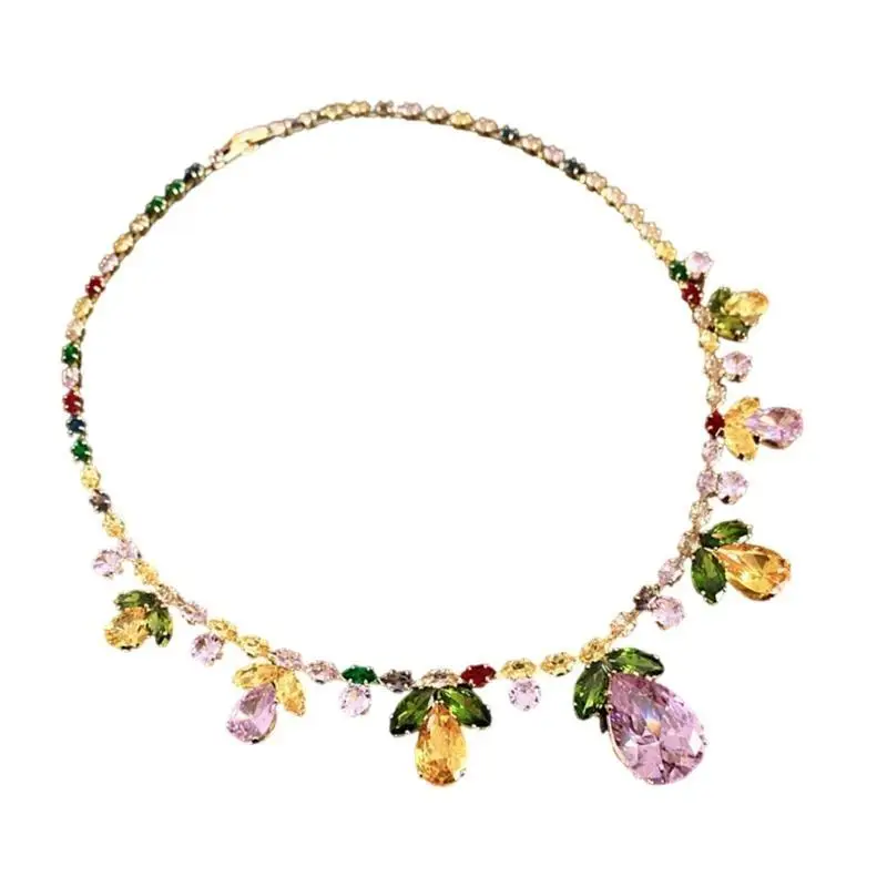 A52E الحديثة زركونيا دمعة ليف طقم مجوهرات خفيفة الوزن زركونيا ليف قطرة قلادة أقراط مجوهرات الزينة للحفلات