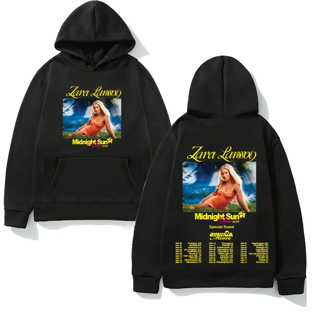 

Zara Larsson-Midnight Sun 2026 Hooded With Pocket Fleece Comfortable Sweatshirt Clothes Moletom Vintage High Quality Pullovers