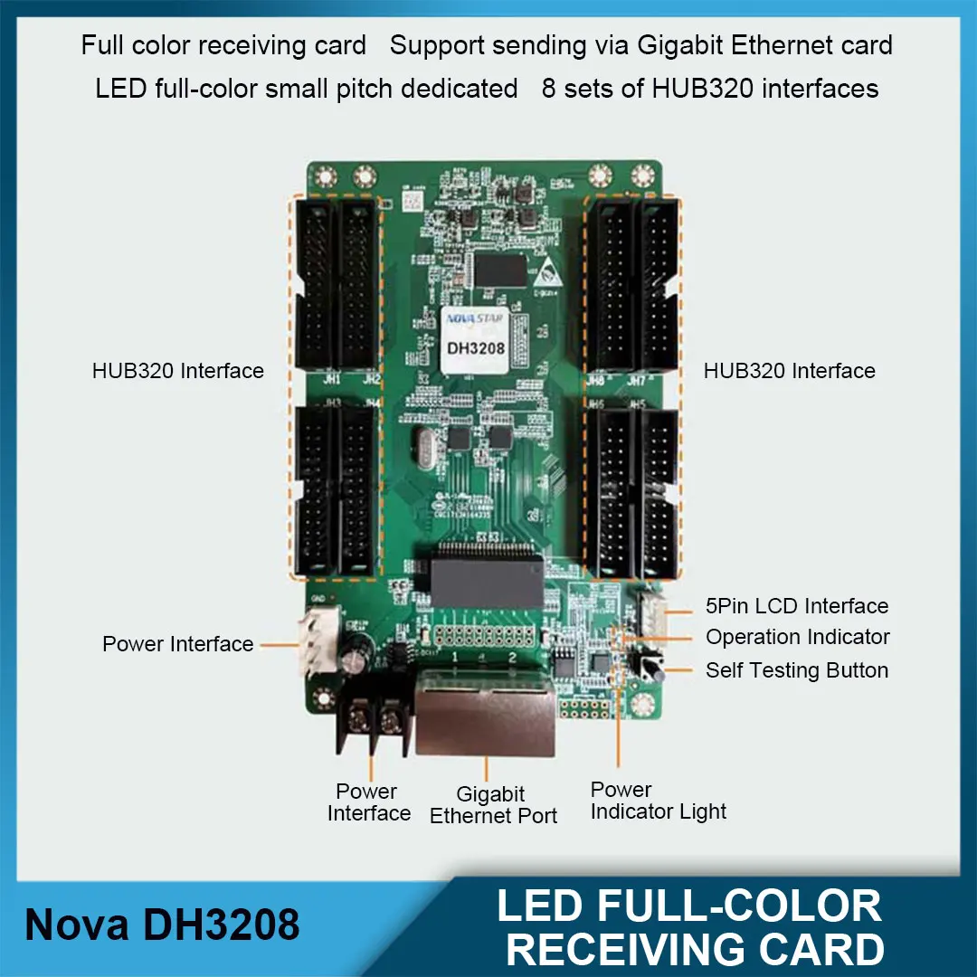 

DH7508S 7512S 7516S 3208 Full-color Receiving Card LED Universal System Card Support 1/32 Scan For Outdoor Indoor Live streaming