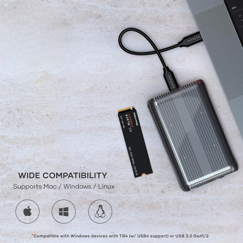 حاوية M.2 جديدة - حاوية USB4 NVMe SSD Pro، 40 جيجابت في الثانية، حتى 16 تيرابايت، حاوية ألومنيوم مع دبوس سيليكون، غلاف من البولي كربونات #3