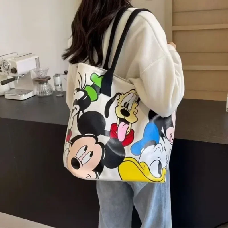 Disney Donald Duck Large Capacity Women\'s Shoulder Bag Stitch Canvas Bag Women\'s Simple Student Handbag School Bag