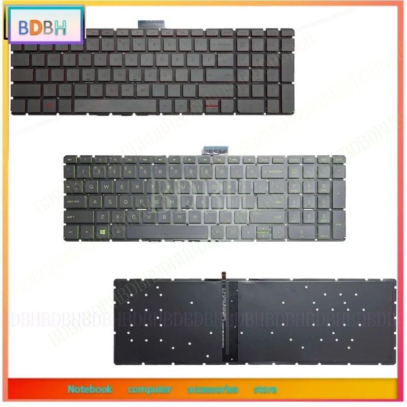 Teclado retroiluminado estadounidense para HP 15-AB 15AX AE AS AK AU 15-BC TPN-Q159 Q172 Q173 Q162