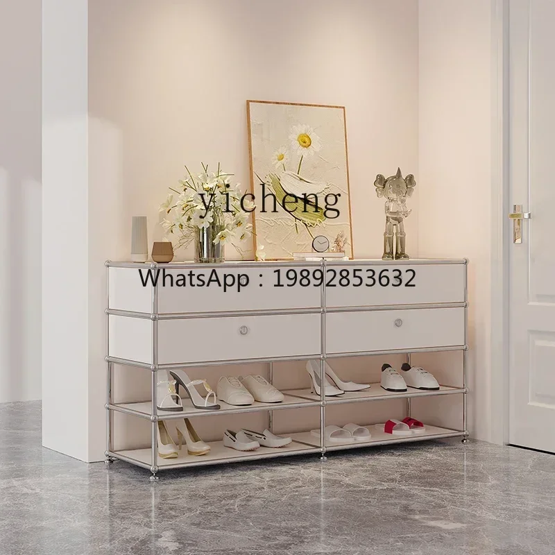 medieval module cabinet light luxury high-end shoe cabinet living room locker bucket cabinet stainless steel module