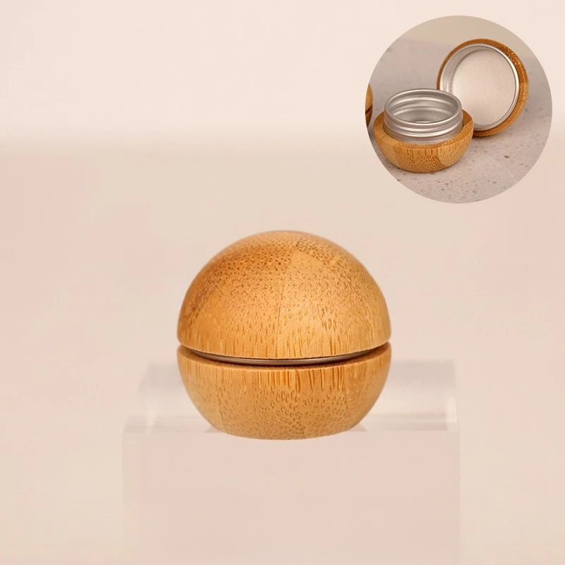 5ml Empty Aluminum Tin with Bamboo Shell Cosmetic Sample Containers Metal Tin Jars Bamboo Tins for Lip Balm Eye Shadow