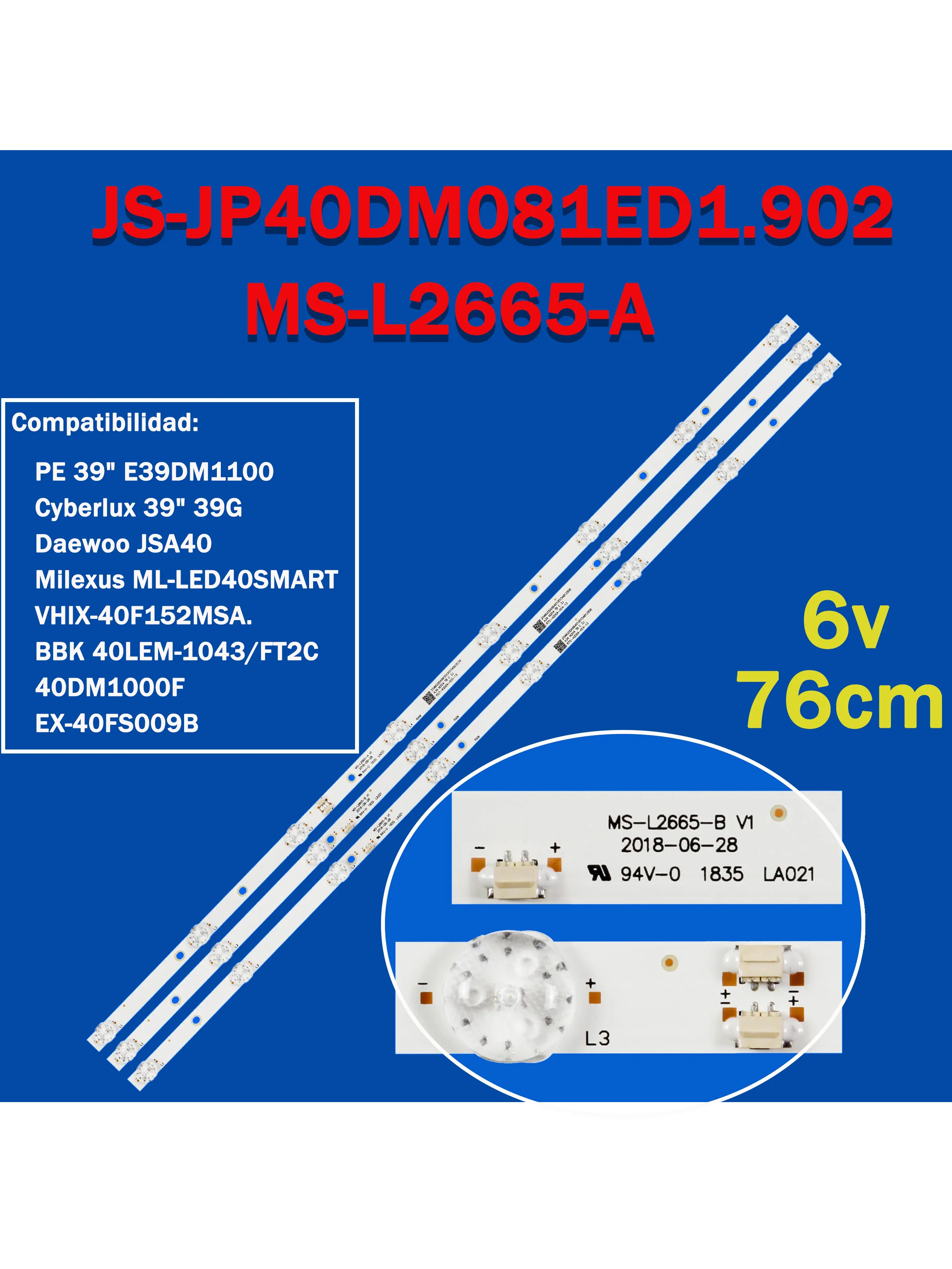 LED backlight for EX-40FS008B Hi VHIX-40F152MSY 40DM1000F E493538 JS-JP40DM081ED1.902 (90213) EX-40FS009B BBK 40LEM-1043/FT2C