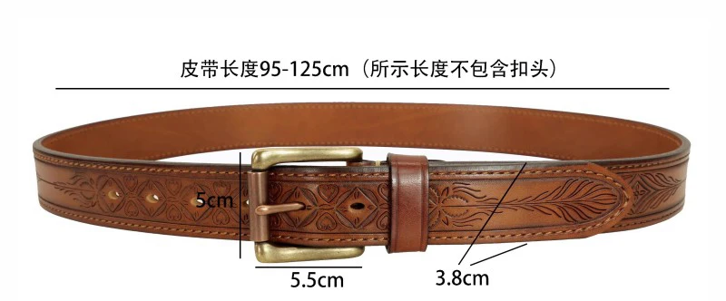 Herren-Jeansgürtel aus echtem Leder, lässig für jeden Tag, handgefertigt, 1,37 Zoll, geschnitzter amerikanischer Mode-Retro-Ledergürtel mit Geschenkbox – Detail 7