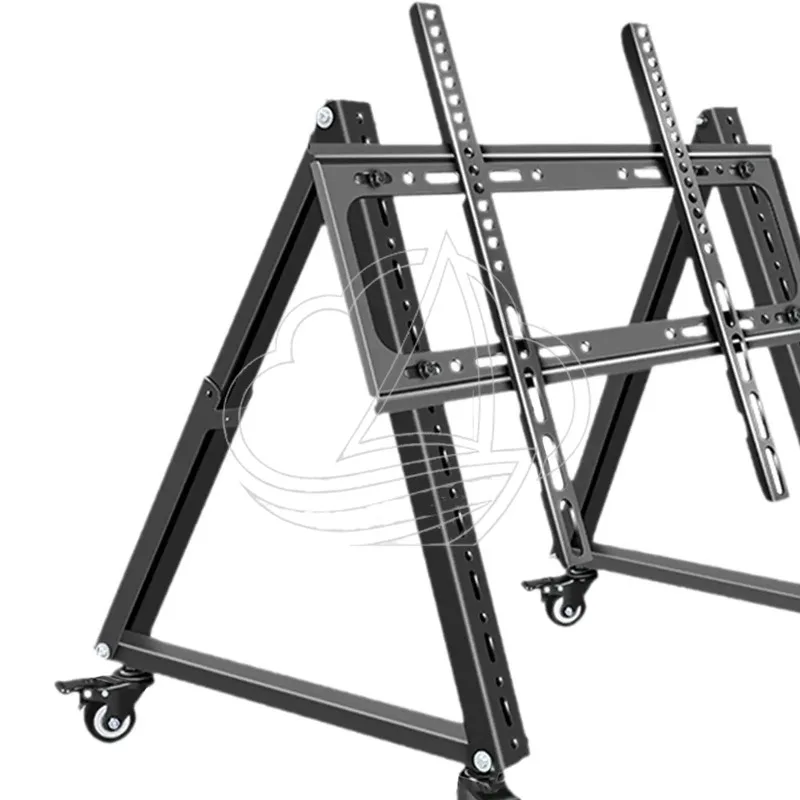 Rolling Mobile TV Floor Stand with Wheels Adjustable Angle Display Cart for Exhibition