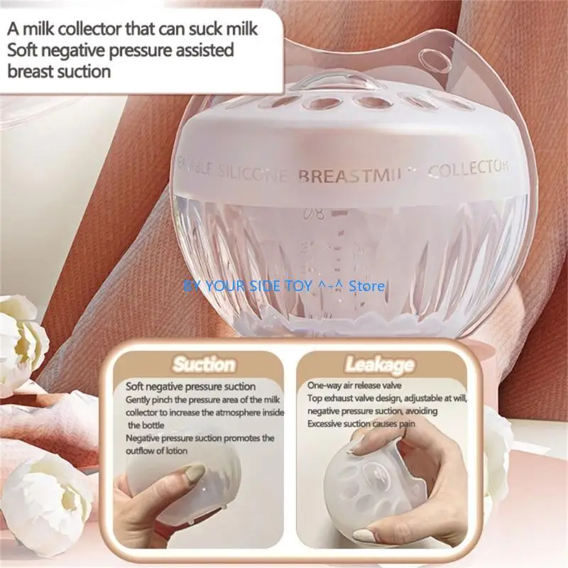 

2.7oz/80ml Manual Breast Wearable Passive Breast Milk Collector Breast Silicone Breast Milk Collection U6XE