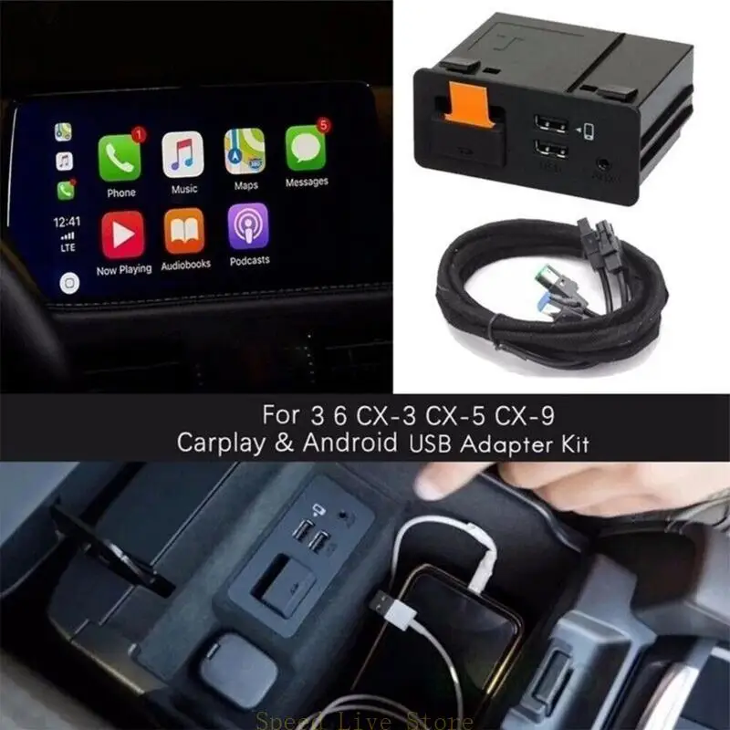 

547C TK78-66-9U0C Auto USB Adapter Hub Auto USB Port Adapter Hub Fit for MX-5 CX-3 CX-9 2 3 6 CarPlay