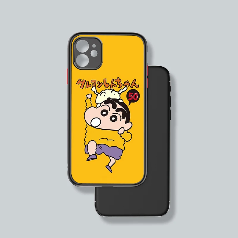 Cartoon Boy C-Crayon Shin chans For iPhone 15 14 13 12 Mini 11 XS Pro Max X XR 8 7 6 Plus Frosted Translucent Phone Case Cover