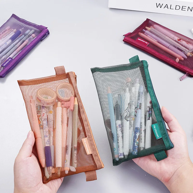 Stationery Bag Functional Spacious Convenient High Capacity Durable Multifunctional Storage Organizer Pencil Case Mesh
