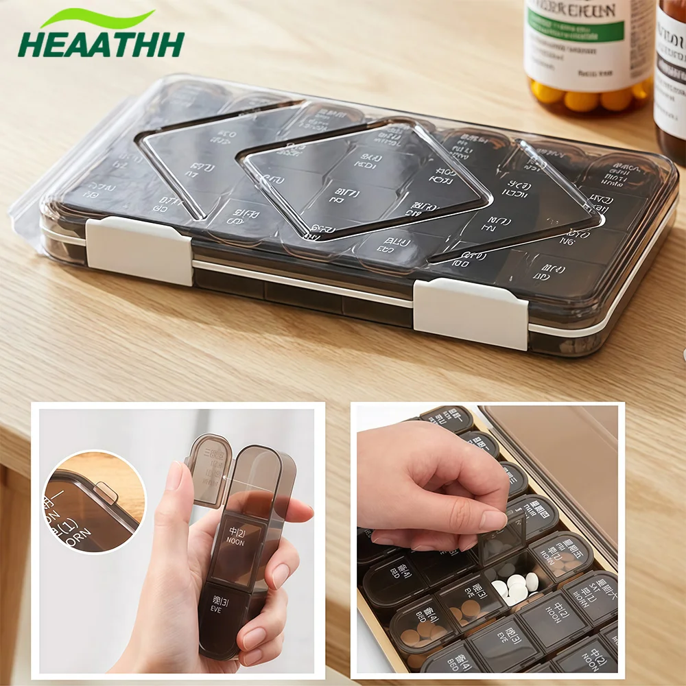 

Большая коробка для таблеток на 21/28 дней со съемными чехлами для таблеток в день 3/4 раза, органайзер для лекарств в путешествиях, контейнер для таблеток на один месяц