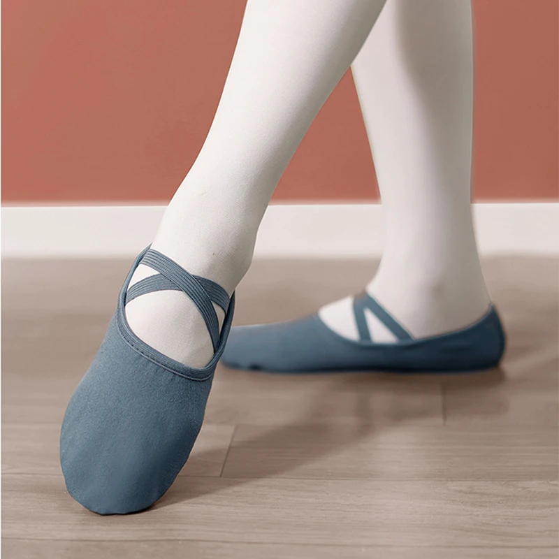 Zapatillas de baile de Ballet planas de lona para niñas, zapatos de baile para adultos, mujeres, niños, suela dividida clásica, cuero suave