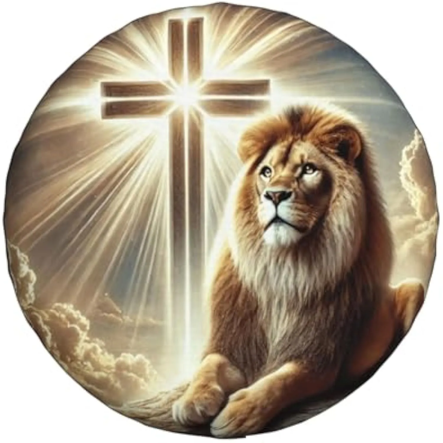 

Чехол для запасного колеса с изображением льва и креста, христианский религиозный, прочный