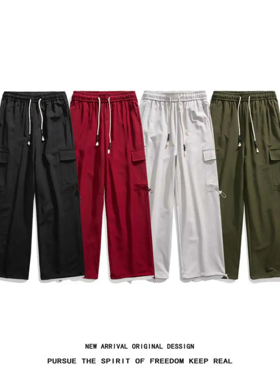 

Новые мужские повседневные брюки из ледяного шелка, модные, быстросохнущие, летние, средней посадки, прямые...